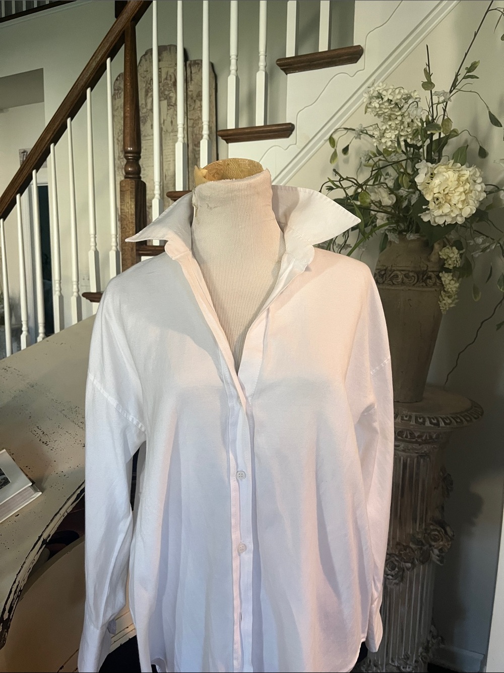 Zara White Classic Button-Down Shirt